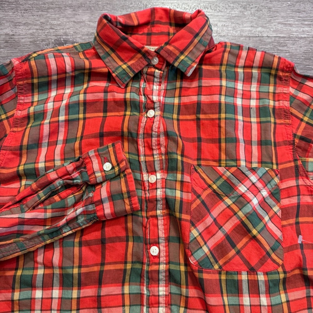 Denim & Supply Ralph Lauren Shirt Womens S Red‎ Plaid Cotton Boyfriend Heritage